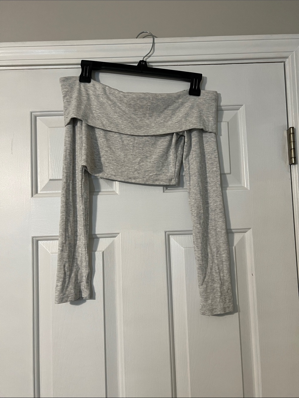 Garage Off-Shoulder Long Sleeve Crop Top